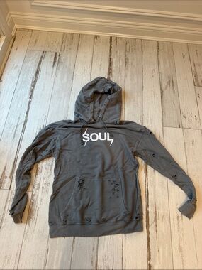 soulcycle Men's Gray Crewneck Hoodie with White Logo